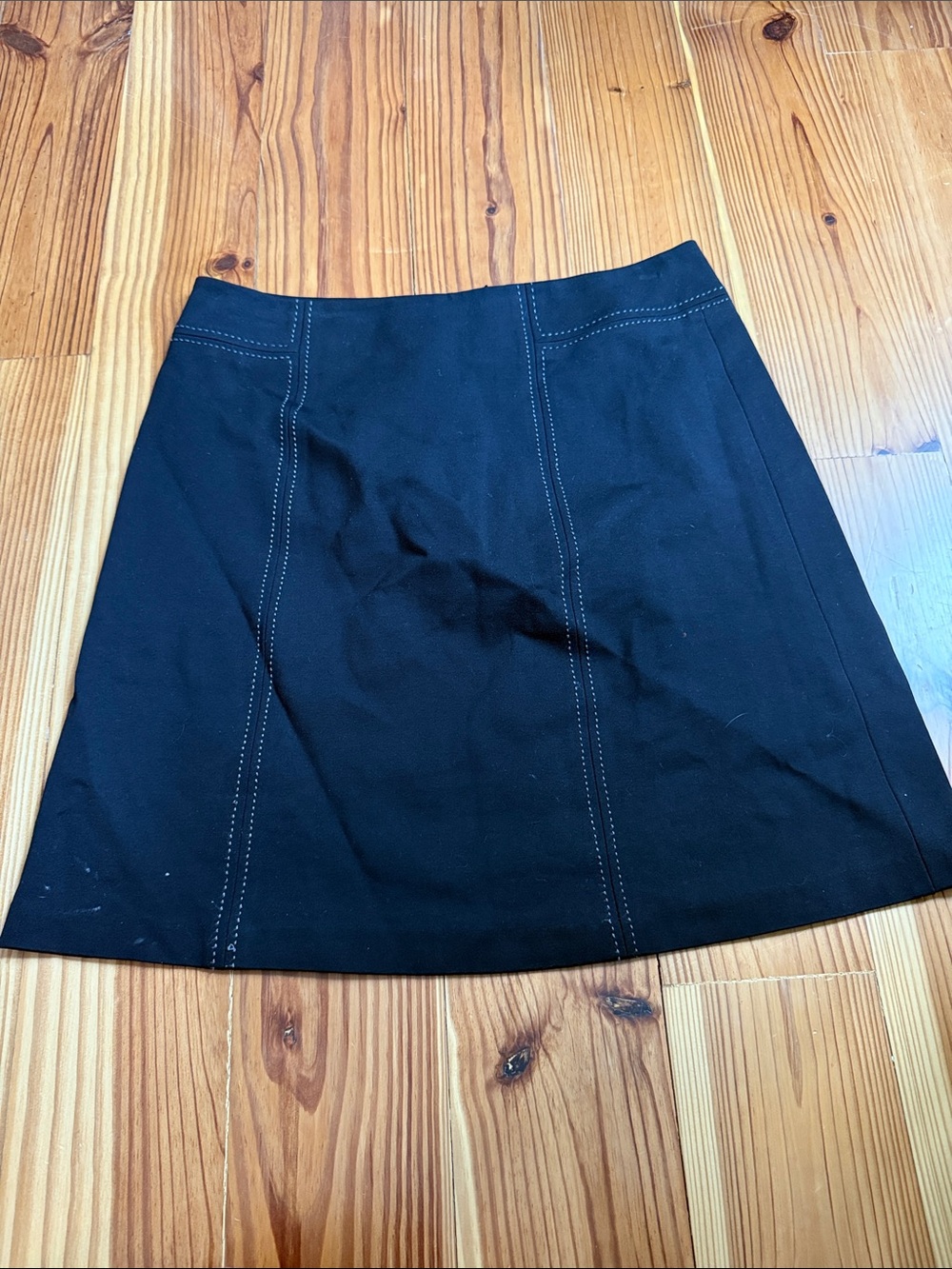 Black A-Line Skirt with Contrast Stitching